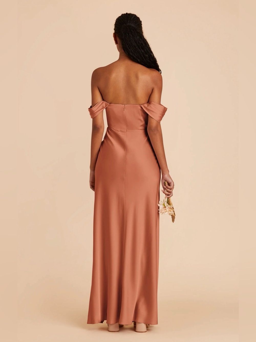 BIRDY GRAY XS Wedding Formal MIA Shiny Satin Maxi Dress Terracotta Convertible - Picture 3 of 16